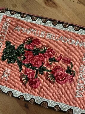 Anthropologie Beaded Coral Pink Floral Clutch